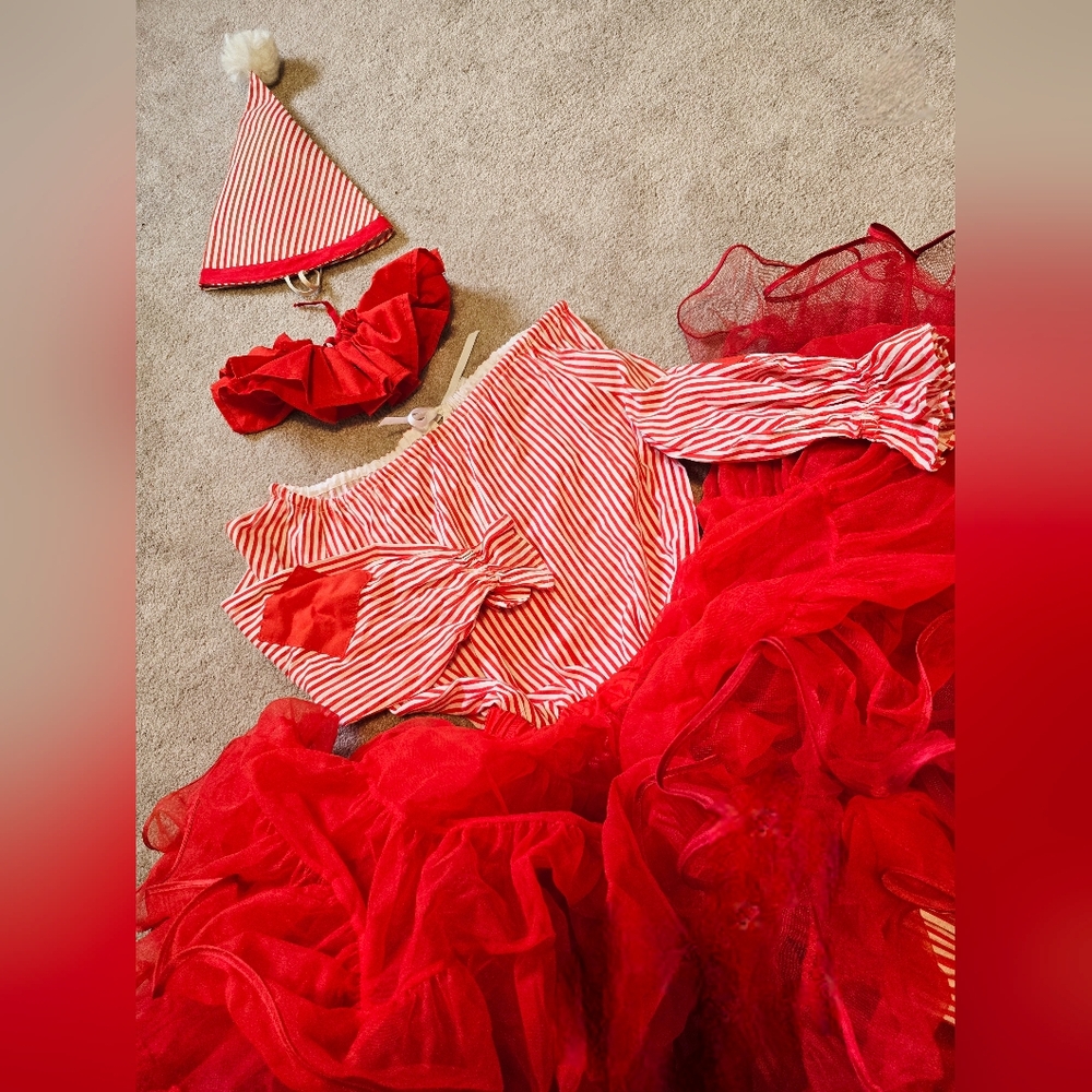 Striped Red and White Women's Festive Ensemble